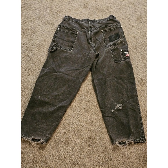 BOSS Black Denim Carpenter Jeans Distressed Rips Grunge Workwear Pants - Picture 1 of 5